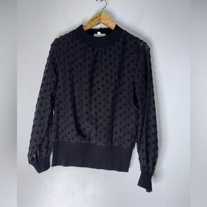 THML Black Textured Long‎ Sleeve Top XS
